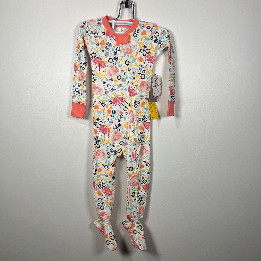 Honest Baby Organic Cotton Floral Footed Sleeper Pajamas 24 Months NWT